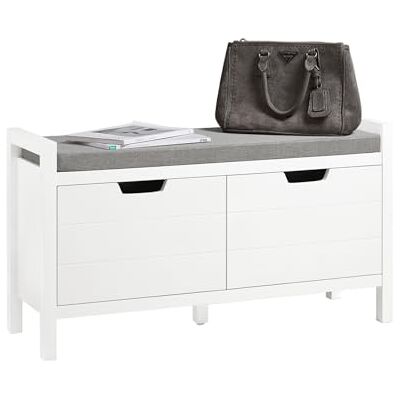SoBuy FSR63-W Opbergbank, lage ingang, met gevoerd kussen en 2 deuren, comfortabele schoenenzak, wit SoBuy FSR63-W Opbergbank, lage ingang, met gevoerd kussen en 2 deuren, comfortabele schoenenzak, wit