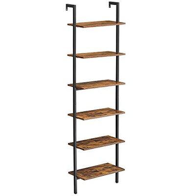 VASAGLE Staande plank, boekenkast, 6 planken, ladderplank, opbergruimte voor boeken, decoratie, slaapkamer, woonkamer, kantoor, 60 x 30 x 204,8 cm, industrieel ontwerp, vintage bruin-zwart LLS103B01 VASAGLE Staande plank, boekenkast, 6 planken, ladderplank, opbergruimte voor boeken, decoratie, slaapkamer, woonkamer, kantoor, 60 x 30 x 204,8 cm, industrieel ontwerp, vintage bruin-zwart LLS103B01