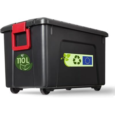 Iris Ohyama , SIA-110 Vouwdozen, 110 l, zwart, groot, robuust, stapelbaar, voor garage, planken, organisatiedoos, kunststof, container, SIA-110 Iris Ohyama , SIA-110 Vouwdozen, 110 l, zwart, groot, robuust, stapelbaar, voor garage, planken, organisatiedoos, kunststof, container, SIA-110