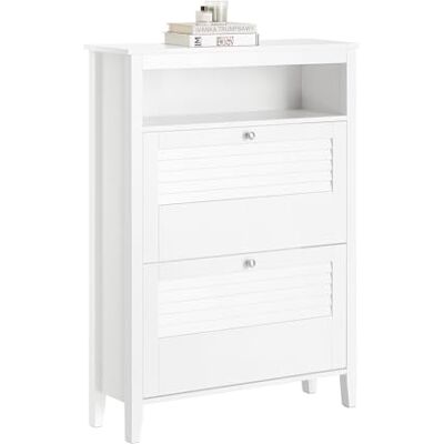 SoBuy Schoenenkast, schoenenkast, schoenenkast, 2 kleppen, opbergkast, halmeubel, kist FSR152-W SoBuy Schoenenkast, schoenenkast, schoenenkast, 2 kleppen, opbergkast, halmeubel, kist FSR152-W