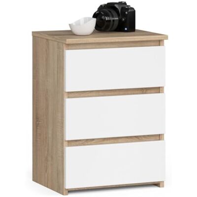 Home Collective Ladekast met 3 laden ladekast slaapkamer hal woonkamer organizer ladekast met laden 40 cm breed 57 cm hoog Sonoma eiken/wit houten highboard dressoir multifunctionele kast kast smal Home Collective Ladekast met 3 laden ladekast slaapkamer hal woonkamer organizer ladekast met laden 40 cm breed 57 cm hoog Sonoma eiken/wit houten highboard dressoir multifunctionele kast kast smal