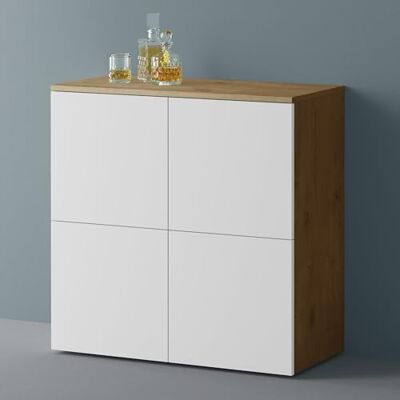 Mai & Mai Opbergkast dressoir lichtbruin + mat wit 76 cm Opbergrek, 4 deuren en 8 vakken, verstelbare verdeler, kast woonkamer eetkamer, 76 x 36,4 x 76 cm, SR04 Mai & Mai Opbergkast dressoir lichtbruin + mat wit 76 cm Opbergrek, 4 deuren en 8 vakken, verstelbare verdeler, kast woonkamer eetkamer, 76 x 36,4 x 76 cm, SR04