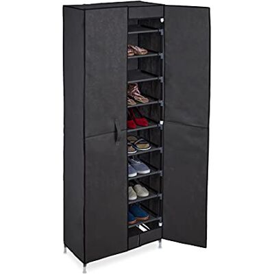 Relaxdays Schoenenkast, 30 paar schoenen, magneetdeuren, insteeksysteem, stoffen kast 168 x 61 x 31,5 cm (h x b x d), antraciet Relaxdays Schoenenkast, 30 paar schoenen, magneetdeuren, insteeksysteem, stoffen kast 168 x 61 x 31,5 cm (h x b x d), antraciet