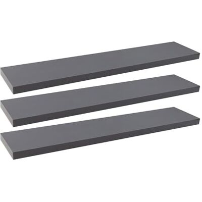 WOLTU Wandrek, boekenkast, decoratieve wandplanken, MDF-hout, set van 3, grijs WOLTU Wandrek, boekenkast, decoratieve wandplanken, MDF-hout, set van 3, grijs