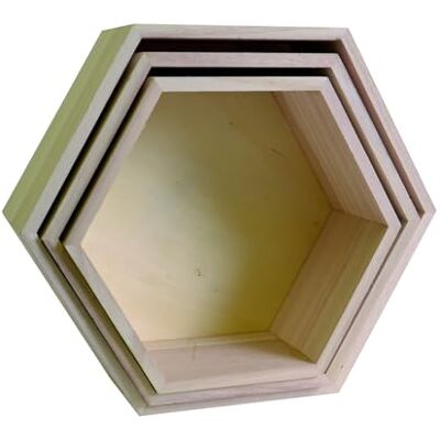 Artemio 14001892 Set van 3 legplanken, zeshoekig, voor het decoreren, hout, beige, 30 x 26,5 x 10 cm Artemio 14001892 Set van 3 legplanken, zeshoekig, voor het decoreren, hout, beige, 30 x 26,5 x 10 cm