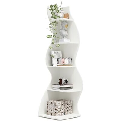 Tribesigns Modern hoekrek met 5 niveaus, kleine elegante hoekboekenkast, plantenstandaard organisatie-eenheid met unieke vorm voor thuis, kantoor, woonkamer, slaapkamer, wit Tribesigns Modern hoekrek met 5 niveaus, kleine elegante hoekboekenkast, plantenstandaard organisatie-eenheid met unieke vorm voor thuis, kantoor, woonkamer, slaapkamer, wit