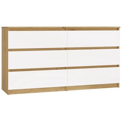 CDF Commode met 6 laden, lade, slaapkamer, wit, eiken, ambachtelijk, meubel, ruime opbergkast voor woonkamer, kantoor, ruim en modern design, eenvoudig te installeren, 40 x 75 x 138 cm, kledingkast CDF Commode met 6 laden, lade, slaapkamer, wit, eiken, ambachtelijk, meubel, ruime opbergkast voor woonkamer, kantoor, ruim en modern design, eenvoudig te installeren, 40 x 75 x 138 cm, kledingkast