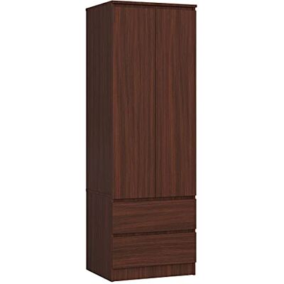 AKORD Kast met 2 deuren sterren S 60 cm 2 laden met planken en stang voor slaapkamerkleding minimalistische stijl laminaatplaat 16 mm kleur wengé AKORD Kast met 2 deuren sterren S 60 cm 2 laden met planken en stang voor slaapkamerkleding minimalistische stijl laminaatplaat 16 mm kleur wengé