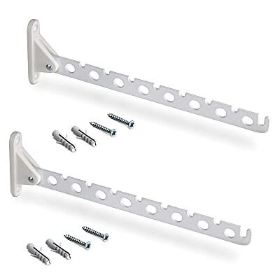 Emuca Vouwbare hangerhaken voor Jagmet garderobekasten, Wit gelakt, Staal, 1 set Emuca Vouwbare hangerhaken voor Jagmet garderobekasten, Wit gelakt, Staal, 1 set