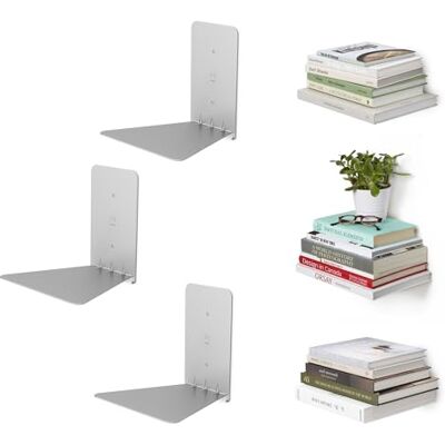 Umbra Conceal zwevende boekenplanken, set van 3, Zilver Umbra Conceal zwevende boekenplanken, set van 3, Zilver