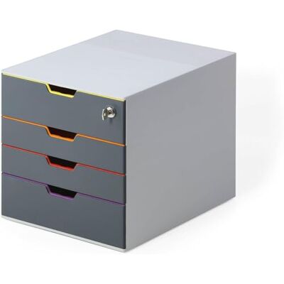 Durable Varicolor 4 Safe archiefmodule, afsluitbare lade, 760627 Bureau-opbergdoos, voor A4+-documenten, 4 laden, afsluitbare lade, 280 x 292 x 356 mm, Made in Germany Durable Varicolor 4 Safe archiefmodule, afsluitbare lade, 760627 Bureau-opbergdoos, voor A4+-documenten, 4 laden, afsluitbare lade, 280 x 292 x 356 mm, Made in Germany