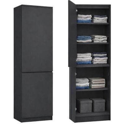 Home Collective Multifunctionele kast met 2 deuren en 5 planken kast voor slaapkamer, hal of kantoor 50 x 40 x 180 cm (b x d x h) antraciet Home Collective Multifunctionele kast met 2 deuren en 5 planken kast voor slaapkamer, hal of kantoor 50 x 40 x 180 cm (b x d x h) antraciet