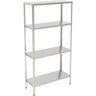 Relaxdays Gegalvaniseerd metalen rek, 4 legplanken, tot 160 kg, rek van robuust staal, kelderrek, 150 x 75 x 30 cm, zilver Relaxdays Gegalvaniseerd metalen rek, 4 legplanken, tot 160 kg, rek van robuust staal, kelderrek, 150 x 75 x 30 cm, zilver