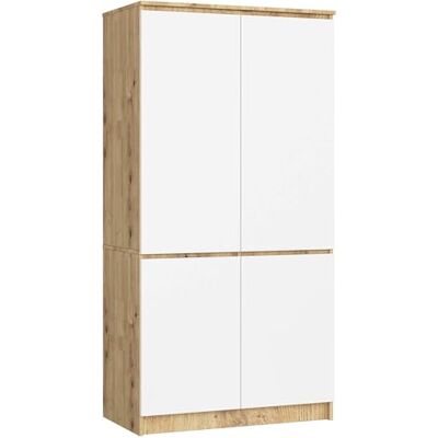 AKORD Kastset S90 90 cm Kledingkast met 4 deuren Kastverlenging Uitbreiding voor een kast L 90 x H 180 x D 51 cm Gewicht 66,6 kg Artisan Eiken / Wit AKORD Kastset S90 90 cm Kledingkast met 4 deuren Kastverlenging Uitbreiding voor een kast L 90 x H 180 x D 51 cm Gewicht 66,6 kg Artisan Eiken / Wit