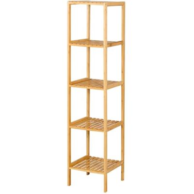 KARAT Bamboe rek Smal rek op voet voor badkamer slaapkamer en woonkamer Elegante bloementrap Decoratieve bloemenbank 34L x 33D x 110H cm Model Iowa (5 niveaus) KARAT Bamboe rek Smal rek op voet voor badkamer slaapkamer en woonkamer Elegante bloementrap Decoratieve bloemenbank 34L x 33D x 110H cm Model Iowa (5 niveaus)