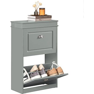 SoBuy FSR78-HG Schoenenkast met 2 Kleppen Schoenenrek Schoenenkipper Schuhkipper met 4 planken (BE-FSR78-HG) 24P x 53B x 83H cm SoBuy FSR78-HG Schoenenkast met 2 Kleppen Schoenenrek Schoenenkipper Schuhkipper met 4 planken (BE-FSR78-HG) 24P x 53B x 83H cm