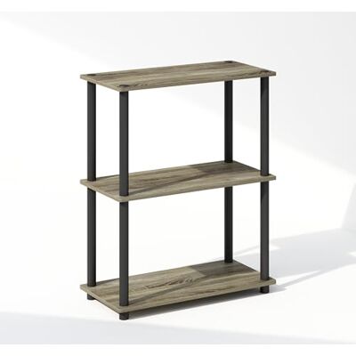 Furinno Turn-N-Tube Compacte multifunctionele standaard met 3 niveaus, boekenkast, Frans eiken/zwart Furinno Turn-N-Tube Compacte multifunctionele standaard met 3 niveaus, boekenkast, Frans eiken/zwart