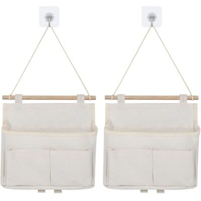 FAMCUCHE Set van 2 witte hangende organizers, waterdichte deurorganizer met 2 vakken, houten hangende organizer voor camping met 2 haken, combineerbare hangende organizer voor FAMCUCHE Set van 2 witte hangende organizers, waterdichte deurorganizer met 2 vakken, houten hangende organizer voor camping met 2 haken, combineerbare hangende organizer voor