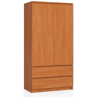 AKORD STAR S-kast 90 cm met twee deuren 2 laden met planken en kledingstang slaapkamerkast laminaatplaat 16 mm Erle AKORD STAR S-kast 90 cm met twee deuren 2 laden met planken en kledingstang slaapkamerkast laminaatplaat 16 mm Erle