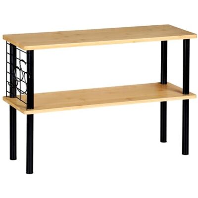 Kesper Keukenrek, materiaal: bamboe, metaal, afmetingen: 55 x 20 x 38 cm, 2 planken, metalen rooster met 3 haken, kleur: zwart-naturel 58809 Kesper Keukenrek, materiaal: bamboe, metaal, afmetingen: 55 x 20 x 38 cm, 2 planken, metalen rooster met 3 haken, kleur: zwart-naturel 58809