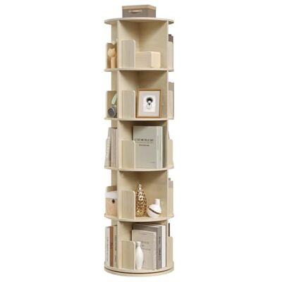 EUGAD Boekenkast 360° draaibaar met 5 niveaus, 20 vakken, vrijstaand rek voor woonkamer, slaapkamer, kantoor, kinderkamer, diameter 44 x hoogte 156 cm, licht eiken EUGAD Boekenkast 360° draaibaar met 5 niveaus, 20 vakken, vrijstaand rek voor woonkamer, slaapkamer, kantoor, kinderkamer, diameter 44 x hoogte 156 cm, licht eiken