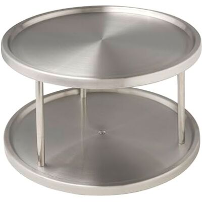 WENKO Carrousel Kast, 2 Legvlakken, Roestvrij Staal, Ø 26,5x15,5 cm, Zilver Mat WENKO Carrousel Kast, 2 Legvlakken, Roestvrij Staal, Ø 26,5x15,5 cm, Zilver Mat
