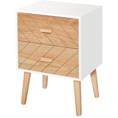 HOMCOM Nachtkastje van hout met 2 Scandinavische laden, 40 x 30 x 56 cm Doek, commode, opbergkast HOMCOM Nachtkastje van hout met 2 Scandinavische laden, 40 x 30 x 56 cm Doek, commode, opbergkast