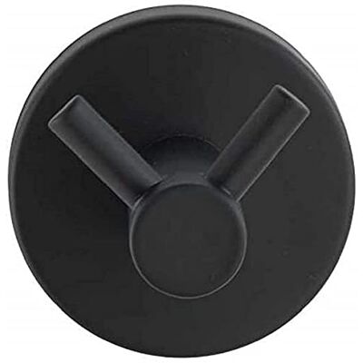 WENKO Duo Bosio Black mat roestvrij staal handdoekhaak, kledinghaak, roestvrij staal, 5,5 x 5,5 x 5,5 cm WENKO Duo Bosio Black mat roestvrij staal handdoekhaak, kledinghaak, roestvrij staal, 5,5 x 5,5 x 5,5 cm