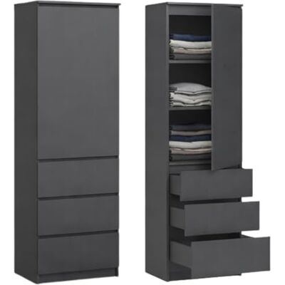 Home Collective Kast, kledingkast, multifunctionele kast met 3 planken in 3 lades compacte en functionele kast voor slaapkamer, hal of werkkamer 40 x 50 x 180 cm (b x d x h) antraciet Home Collective Kast, kledingkast, multifunctionele kast met 3 planken in 3 lades compacte en functionele kast voor slaapkamer, hal of werkkamer 40 x 50 x 180 cm (b x d x h) antraciet
