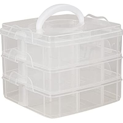 Rayher 3918100 Sortkeerbox Klein, met Handvat, 15.5x15x5x12.9 cm, 3x6 Vakken, Transparant Rayher 3918100 Sortkeerbox Klein, met Handvat, 15.5x15x5x12.9 cm, 3x6 Vakken, Transparant