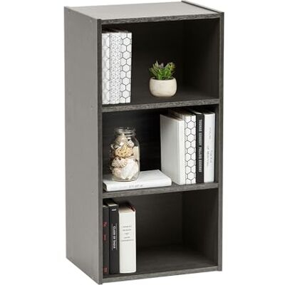 Iris Ohyama Movian, Boekenrek met 3 niveaus, boekenkast van hout, boekenkast, boekenkast, kast met legplanken, modulair, kantoor, woonkamer, ingang, Shelf-module, MDB-3, grijs Iris Ohyama Movian, Boekenrek met 3 niveaus, boekenkast van hout, boekenkast, boekenkast, kast met legplanken, modulair, kantoor, woonkamer, ingang, Shelf-module, MDB-3, grijs