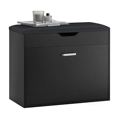 SoBuy Schoenenbank, opbergkast voor entree, 1 klep, met gevoerde klapzitting 60 x 30 x 49 cm, FSR95-SCH SoBuy Schoenenbank, opbergkast voor entree, 1 klep, met gevoerde klapzitting 60 x 30 x 49 cm, FSR95-SCH