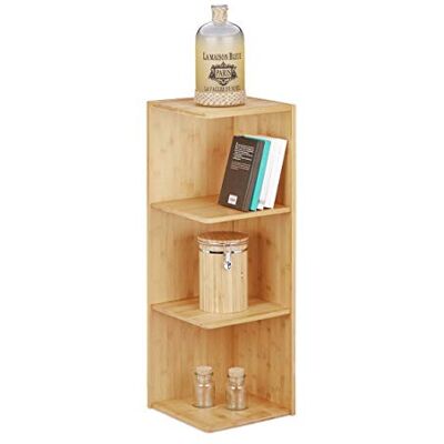 Relaxdays Hoekplank, drie planken, boekenkast, opbergkast, 85,5 x 29 x 29 cm, 1 stuk, bruin Relaxdays Hoekplank, drie planken, boekenkast, opbergkast, 85,5 x 29 x 29 cm, 1 stuk, bruin