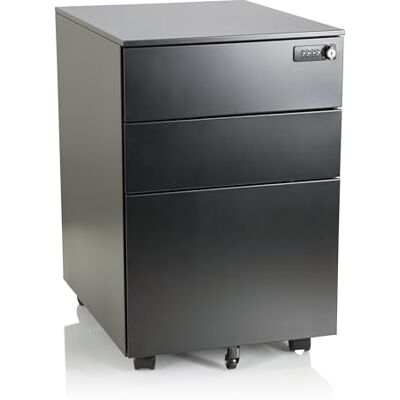 hjh OFFICE 743023 bureaubox op wielen en slot Color OS I staal, zwart, mobiele opbergkast met 3 laden, ordneropslag, documenten hjh OFFICE 743023 bureaubox op wielen en slot Color OS I staal, zwart, mobiele opbergkast met 3 laden, ordneropslag, documenten
