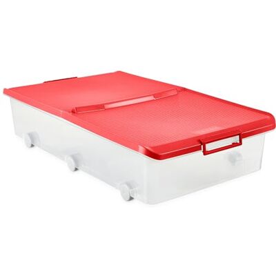 TATAY Opbergdoos met deksel, 63 l, onder bed, 45 x 78 x 18 cm Opbergdoos 63 l onder, inklapbaar deksel, geïntegreerde wielen, BPA-vrije kunststof, 45 x 78 x 18 cm, rood TATAY Opbergdoos met deksel, 63 l, onder bed, 45 x 78 x 18 cm Opbergdoos 63 l onder, inklapbaar deksel, geïntegreerde wielen, BPA-vrije kunststof, 45 x 78 x 18 cm, rood