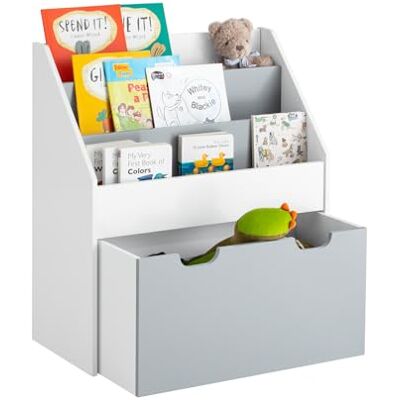 SoBuy KMB17-HG Boekenkast Boekenkast Opbergrek Kinderspeelgoed 3 Niveaus Tijdschriftenrek met 1 Opbergdoos SoBuy KMB17-HG Boekenkast Boekenkast Opbergrek Kinderspeelgoed 3 Niveaus Tijdschriftenrek met 1 Opbergdoos