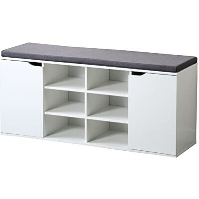 Kesper 15918 13 schoenenkast met kussen, wit, 103 x 48 x 30,5 x 103 x 48 x 30,5 cm Kesper 15918 13 schoenenkast met kussen, wit, 103 x 48 x 30,5 x 103 x 48 x 30,5 cm