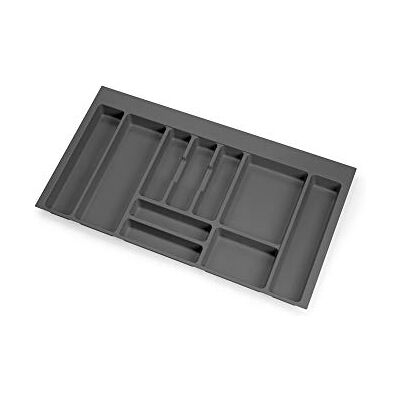 Emuca Bestekorganizer, keukenlade-organizer, bestekbak 836 x 482 mm, 10 vakken, module 90 cm, kunststof, antracietgrijs Emuca Bestekorganizer, keukenlade-organizer, bestekbak 836 x 482 mm, 10 vakken, module 90 cm, kunststof, antracietgrijs