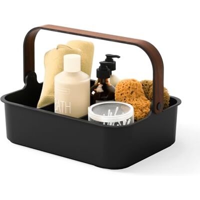 Umbra Bellwood Bin Stapelbare opbergdoos met uitneembare scheidingswanden, zwart/walnoot, 36 x 26 x 13 cm, groot Umbra Bellwood Bin Stapelbare opbergdoos met uitneembare scheidingswanden, zwart/walnoot, 36 x 26 x 13 cm, groot