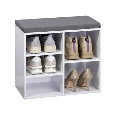 Kesper Schoenenkast met zitkussen, materiaal: spaanplaat, afmetingen: 51,5 x 29,5 x 48 cm (b x h), kleur: wit, grijs 15905 Kesper Schoenenkast met zitkussen, materiaal: spaanplaat, afmetingen: 51,5 x 29,5 x 48 cm (b x h), kleur: wit, grijs 15905