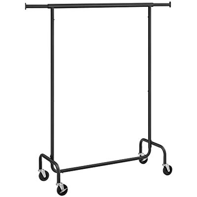 SONGMICS HSR011B01 Kapstok op wielen, uittrekbare kledingstang voor het ophangen van kleding, belastbaar tot 136 kg, verchroomd metaal, mat zwart SONGMICS HSR011B01 Kapstok op wielen, uittrekbare kledingstang voor het ophangen van kleding, belastbaar tot 136 kg, verchroomd metaal, mat zwart