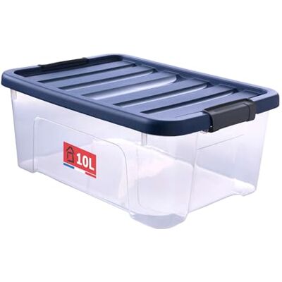 Sundis Wave Box opbergdoos met klikdeksel, 10 l, transparante kunststof, stapelbaar en stapelbaar, ideaal voor slaapkamer, kleedkamer, schoenen, kantoor, knutselen Sundis Wave Box opbergdoos met klikdeksel, 10 l, transparante kunststof, stapelbaar en stapelbaar, ideaal voor slaapkamer, kleedkamer, schoenen, kantoor, knutselen
