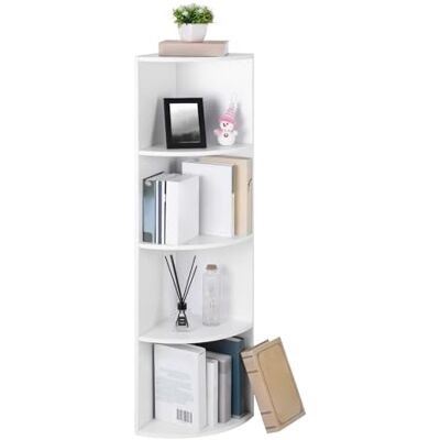 VASAGLE 4 niveaus hoekplank, staande plank, houten boekenkast, voor keuken, slaapkamer, woonkamer, kantoor, witte LBC42WT VASAGLE 4 niveaus hoekplank, staande plank, houten boekenkast, voor keuken, slaapkamer, woonkamer, kantoor, witte LBC42WT