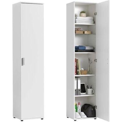 Home Collective Smalle multifunctionele kast 40 cm breed met 1 deur en 4 legplanken, universele kast voor in huis, hal, kantoor of slaapkamer, 40 x 35 x 184 cm (b x d x h), wit Home Collective Smalle multifunctionele kast 40 cm breed met 1 deur en 4 legplanken, universele kast voor in huis, hal, kantoor of slaapkamer, 40 x 35 x 184 cm (b x d x h), wit