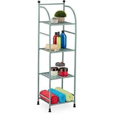 Relaxdays Verticaal rek, staal, H x B x D: 115 x 33 x 28 cm, opslag keuken en badkamer, 4 niveaus, metaal, groen Relaxdays Verticaal rek, staal, H x B x D: 115 x 33 x 28 cm, opslag keuken en badkamer, 4 niveaus, metaal, groen