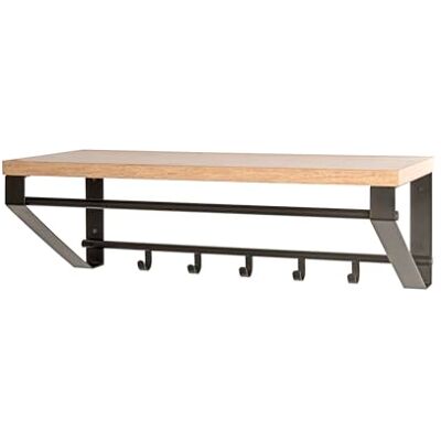 HAKU wandgarderobe eiken, zwart, MDF, metaal Dim.: B 70 cm x H 23 cm x D 30 cm, Stijl: Modern HAKU wandgarderobe eiken, zwart, MDF, metaal Dim.: B 70 cm x H 23 cm x D 30 cm, Stijl: Modern