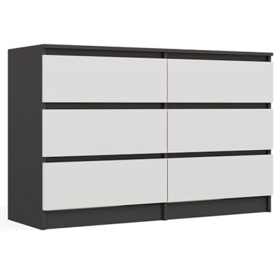 CDF Commode met 6 laden, slaapkamer, antraciet, wit, meubel, ruime opbergkast voor woonkamer, kantoor, ruim en modern design, eenvoudig te installeren, 30 x 75 x 120 cm, kledingkast CDF Commode met 6 laden, slaapkamer, antraciet, wit, meubel, ruime opbergkast voor woonkamer, kantoor, ruim en modern design, eenvoudig te installeren, 30 x 75 x 120 cm, kledingkast