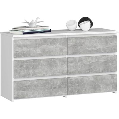 AKORD Commode CL-100 met 6 laden, functioneel, voor woonkamer, slaapkamer, duurzaam, met ABS-rand, 35 x 100 x 57 cm, wit + betonnen voorkant AKORD Commode CL-100 met 6 laden, functioneel, voor woonkamer, slaapkamer, duurzaam, met ABS-rand, 35 x 100 x 57 cm, wit + betonnen voorkant