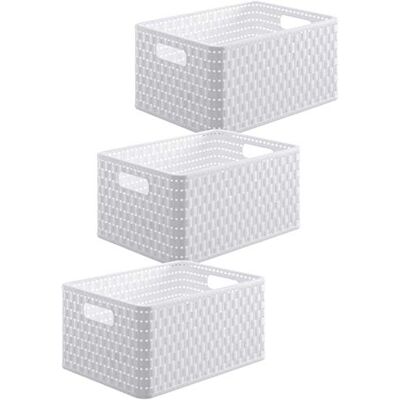 Rotho Country Set van 3 opbergdozen 6 liter rotanlook, kunststof (PP Rotho Country Set van 3 opbergdozen 6 liter rotanlook, kunststof (PP