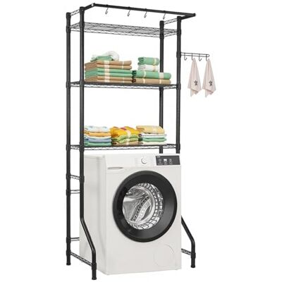VEVOR Wasmachine- en droogrek met 3 niveaus met stang en haken, verstelbare planken met enkele rij voor wasmachine, bespaart ruimte voor VEVOR Wasmachine- en droogrek met 3 niveaus met stang en haken, verstelbare planken met enkele rij voor wasmachine, bespaart ruimte voor